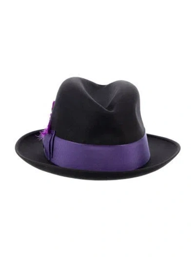 Pre-owned Stetson Felt Fedora Fat In Black