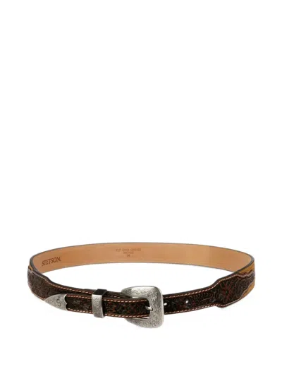Stetson Floral-tooled Leather Belt In Multi