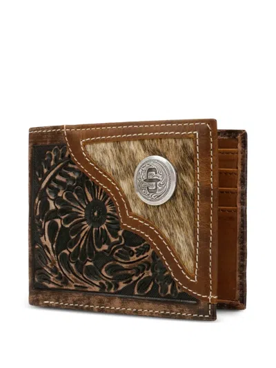Stetson Floral-tooled Wallet In Brown