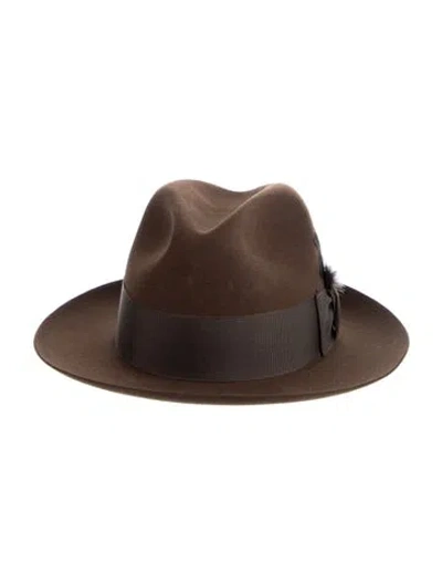 Pre-owned Stetson Fur Felt Fedora Hat In Brown