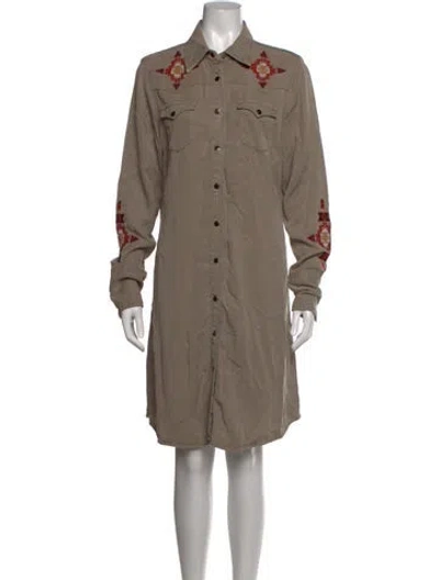 Pre-owned Stetson Graphic Print Knee-length Dress In Neutrals