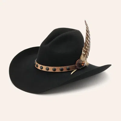 Stetson Hats Stetson 4x Broken Bow Gus Black With Brown Studded Leather Hat Band Felt Cowboy Hat