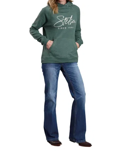 Stetson Ladies Embroidered Hoodie In Green