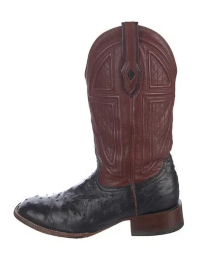 Pre-owned Stetson Leather Animal Print Western Boots In Burgundy