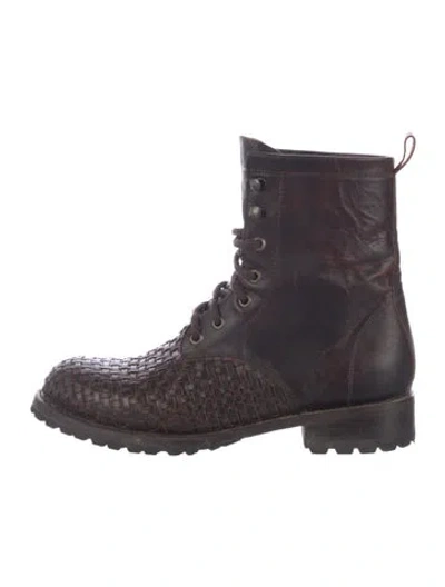 Pre-owned Stetson Leather Combat Boots In Brown