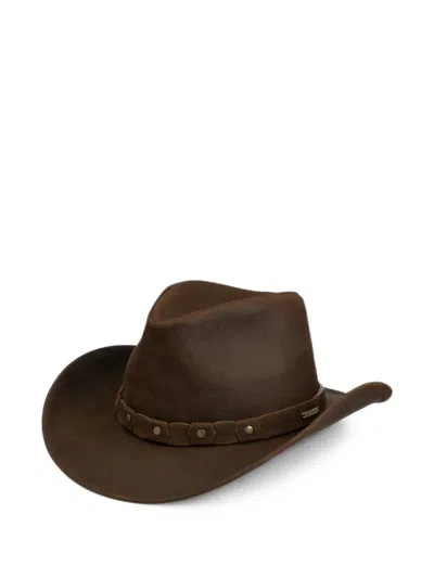 Stetson Leather Cowboy Hat In Brown