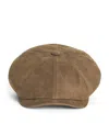Stetson Leather Hatteras Flat Cap In Brown