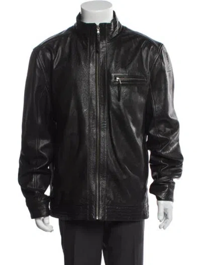 Pre-owned Stetson Leather Moto Jacket In Black