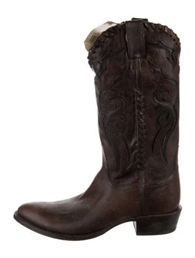 Pre-owned Stetson Leather Western Boots W/ Tags In Brown