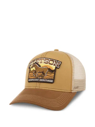 Stetson Logo-patch Mesh-panel Baseball Cap In Orange