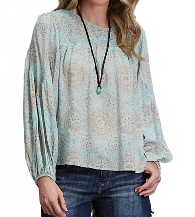 Stetson Long Sleeve Peasant Blouse In Mandala Print In Multi
