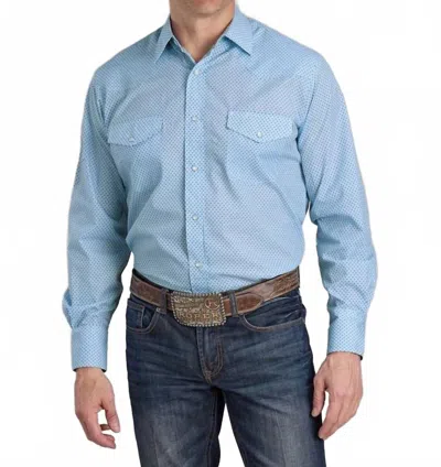 Stetson Long Sleeve Print Snap Shirt In Blue