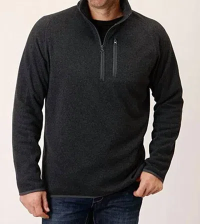 Stetson Men's 1/2 Zip Sweater Knit Shirt In Grey In Black