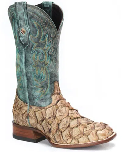 Pre-owned Stetson Men's Amazon Exotic Pirarucu Western Boot Square Toe - 12-020-1852-0602 In Brown