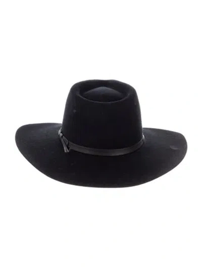 Pre-owned Stetson Men's Black Suede Panama Hat