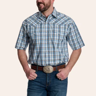 Stetson Men's Blue Plaid Print Pearl Snap Western Shirt In Multi