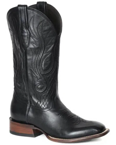 Pre-owned Stetson Men's Canyon Western Boot - Broad Square Toe - 12-020-1850-0125 In Black