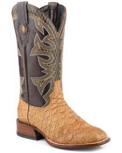 Pre-owned Stetson Men's Exotic Alligator Western Boot Broad Square Toe - 12-020-1852-0508 In Brown