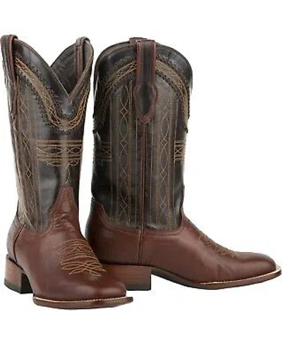 Pre-owned Stetson Men's Goat Vamp Western Boot - Square Toe Brown 13 D