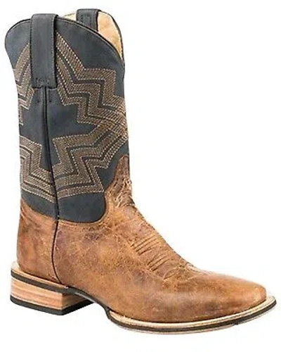 Pre-owned Stetson Men's Goddard Waxy Vamp Western Boot - Broad Square Toe Brown 9 D