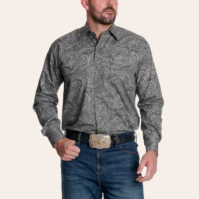 Stetson Men's Gray Paisley Print Long Sleeve Pearl Snap Western Shirt