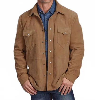 Stetson Men's Leather Suede Shirt Jacket In Tan In Brown