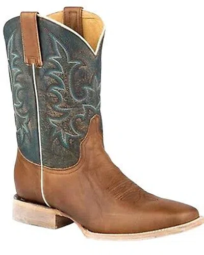 Pre-owned Stetson Men's Obadiah Western Boot - Broad Square Toe - 12-020-8812-4060 Br In Brown