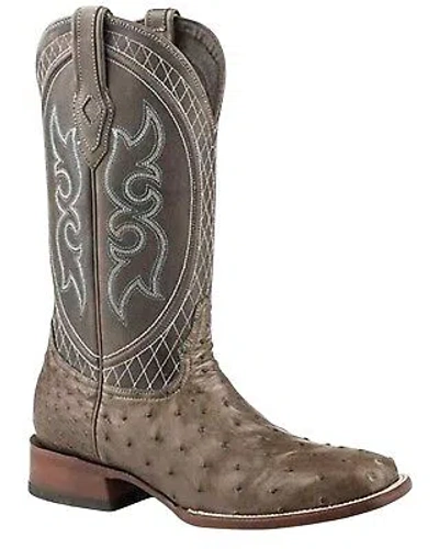 Pre-owned Stetson Men's Ozzy Full-quill Ostrich Exotic Western Boot - Square Toe Grey 11 In Gray