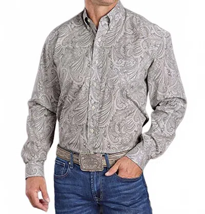 Stetson Men's Paisley Button Shirt In Grey In Green