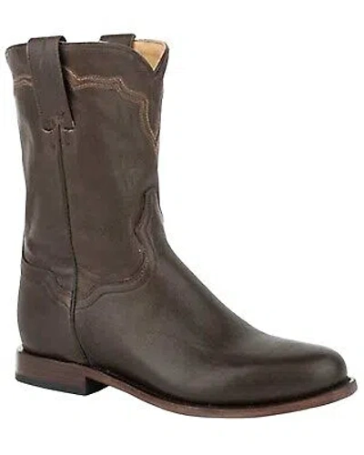 Pre-owned Stetson Men's Puncher Burnished Goat Western Roper Boot Round Toe - In Brown