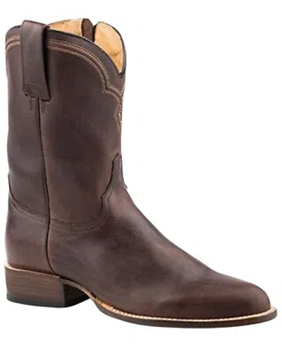 Pre-owned Stetson Men's Rancher Zip Oily Vamp Western Roper Boot Round Toe - In Brown