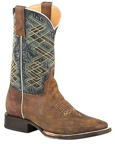 Pre-owned Stetson Men's Rider Oily Vamp Western Boot Broad Square Toe - 12-020-8911-4011 In Brown