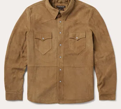 Stetson Men's Suede Leather Shirt Jacket In Brown