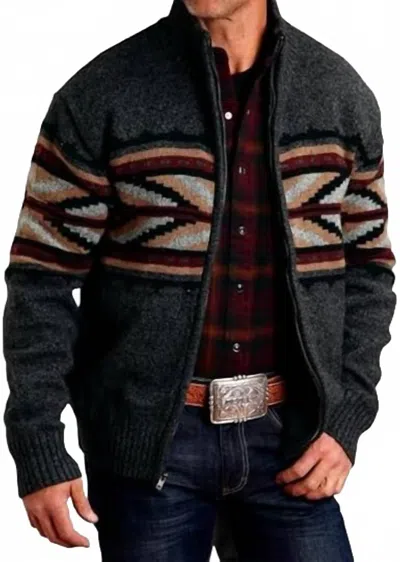 Stetson Men's Wool Arrow Western Sweater In Grey In Black