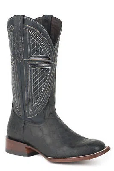 Pre-owned Stetson Mens Black Alligator Black Falls Cowboy Boots