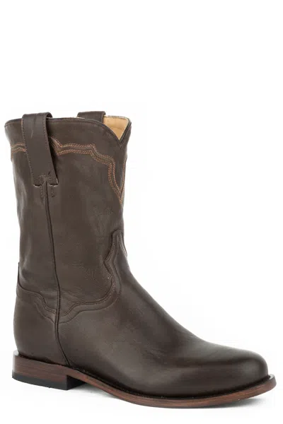 Pre-owned Stetson Mens Brown Leather Puncher Goat Cowboy Boots