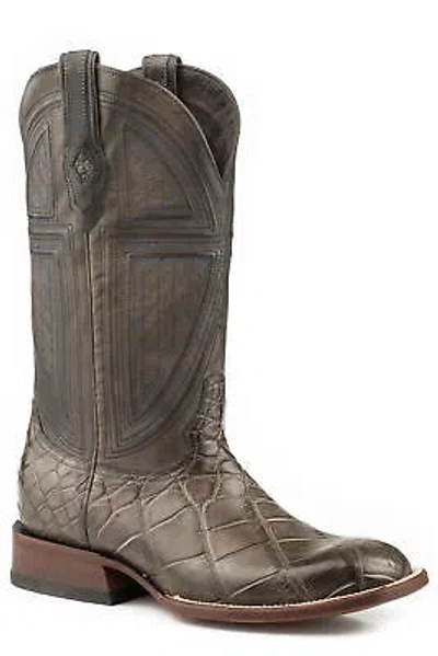 Pre-owned Stetson Mens Grey Alligator 13in Grator Cowboy Boots In Gray