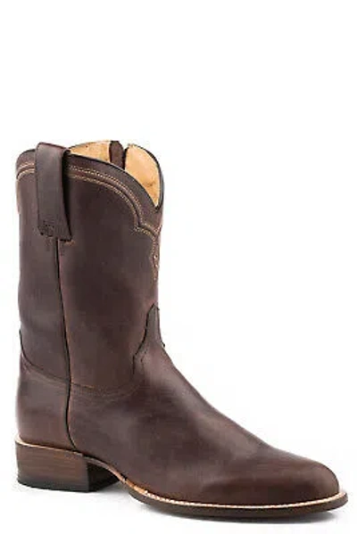 Pre-owned Stetson Mens Rancher Zip Brown Leather Cowboy Boots