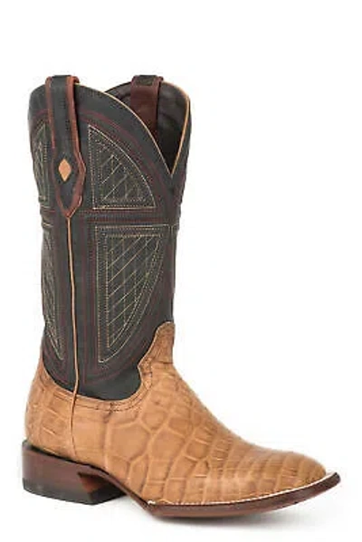 Pre-owned Stetson Mens Tan Alligator Flaxville Cowboy Boots In Brown