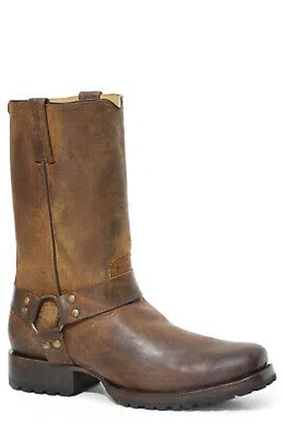 Pre-owned Stetson Mens Tan/brown Leather Heritage Harness Cowboy Boots