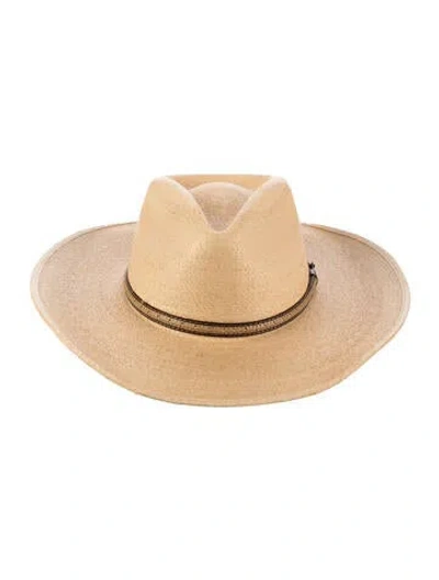 Pre-owned Stetson Neutral Straw Wide Brim Fedora In Neutrals