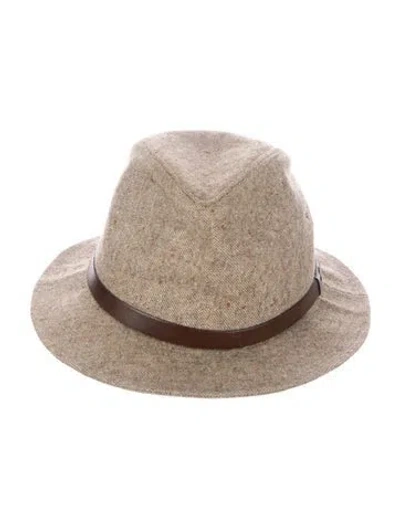 Pre-owned Stetson Neutral Wool Fedora In Brown/neutrals