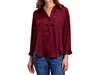Stetson Open V-neck 3/4 Sleeve Western Blouse In Wine In Brown