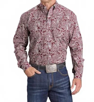 Stetson Paisley Button Shirt In Wine In Multi