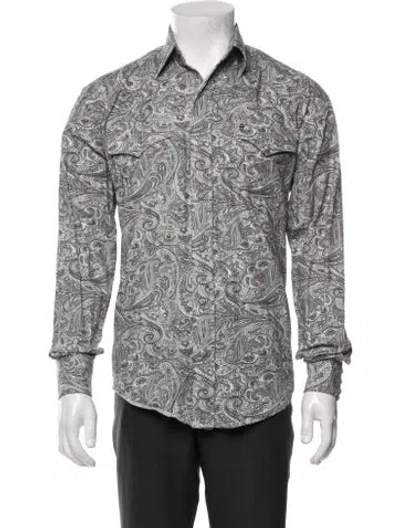 Pre-owned Stetson Paisley Print Long Sleeve Shirt In Gray