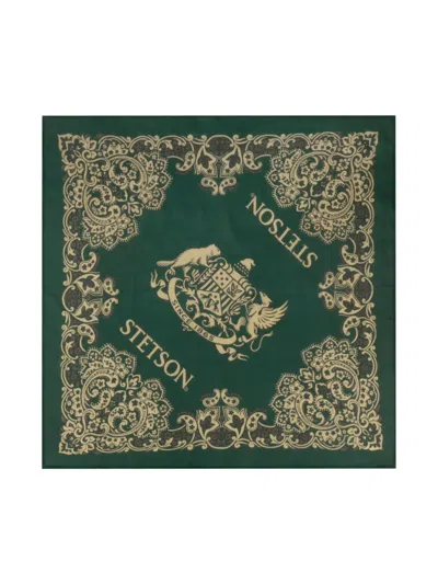 Stetson Paisley-print Logo-print Scarf In Green