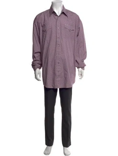 Pre-owned Stetson Patterned Long Sleeve Western Shirt In Purple