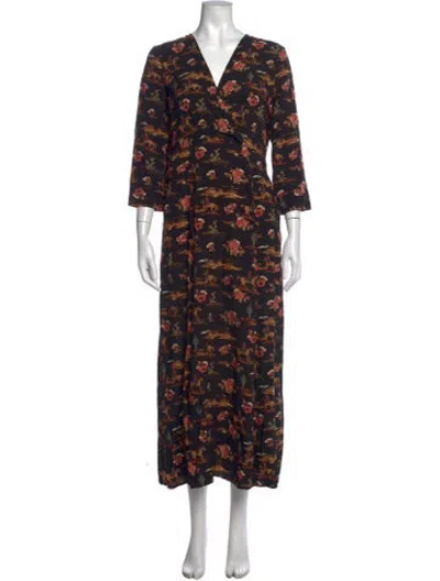 Pre-owned Stetson Printed Long Dress W/ Tags In Black