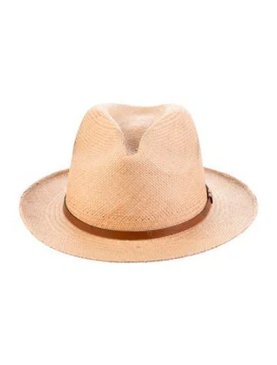 Pre-owned Stetson Rattan Fedora In Neutral