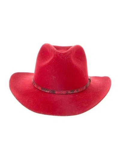 Pre-owned Stetson Red Wool Fedora Hat With Tags